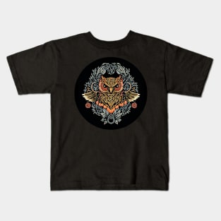 Fierce Owl  Emblem Kids T-Shirt